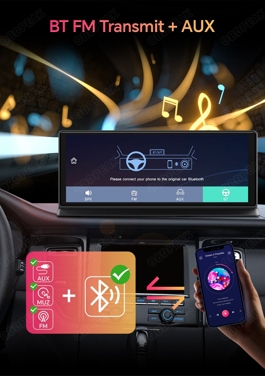 K2 Pro 11.3" DVR Automotivo 4K Câmera Sem Fio Carplay Android Auto Tela AI Câmera de Painel Gravador de Vídeo de Lente Dupla GPS de Navegação de Painel