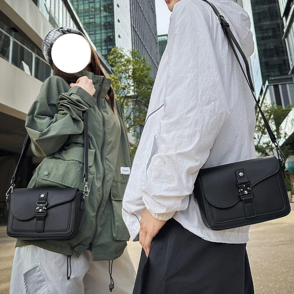 Single Shoulder Bag, Men's Genuine Cowhide Leather, Niche Design, Casual Crossbody Bag, Trendy Texture, Small Square Bag