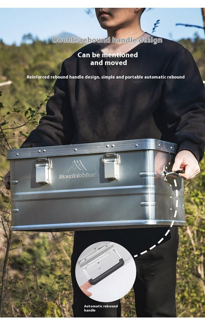 MOUNTAINHIKER Outdoor Storage Box Camping Picnic Travel Aluminum Alloy Large Capacity Box Silver Storage Bag 30-80L