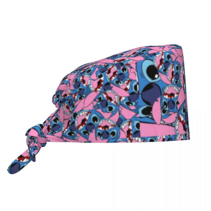 Custom Retro Cartoon Cleaning Working Cap Comfortable  Stitch Ohana Scrub Cap Surgicals Hat Nurse Scrubs Hat For Dentist