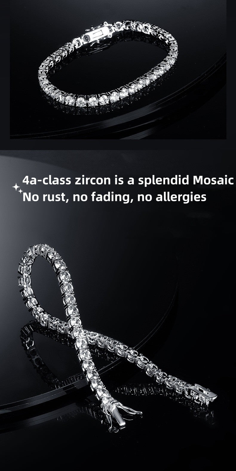 Preço de fábrica 925 prata banhada a ouro 18K 4A grau Zircão pulseira de tênis para homens e mulheres moda personalidade joias requintadas