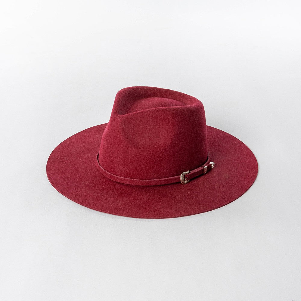 Chapéu Fedora de Feltro 100% Lã Australiana com cinto de feltro e aba larga de design moderno