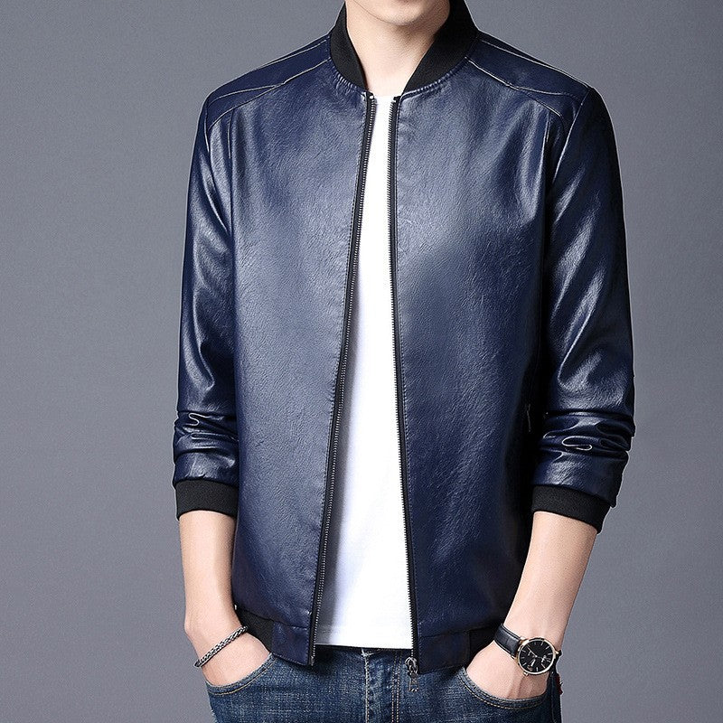 Plus Size 8XL Trendy Men's PU Leather Jacket Stand Collar Motorcycle Coat Casual Biker Jacket Men's Fashion Outerwear Streetwear