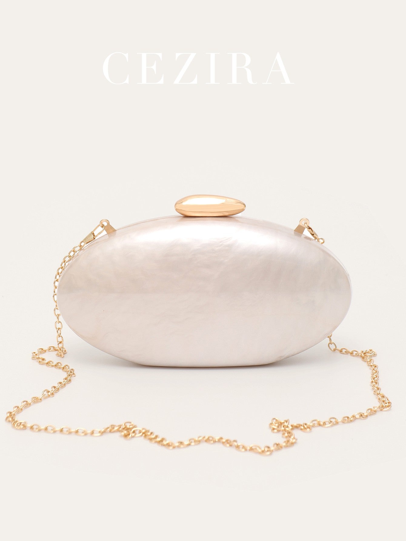 Women's Fashion Evening Clutches Luxury Plain Acrylic Long Chain Cross body Handbag Oval Shaped Fits Phone Wedding Banquet Party