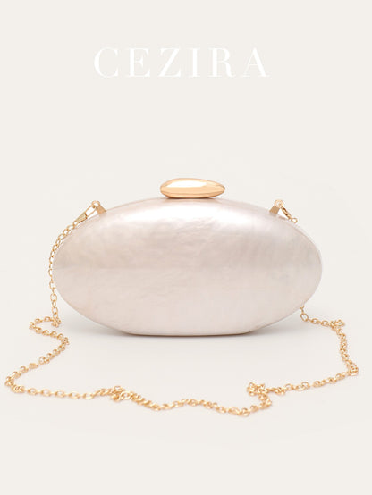 Women's Fashion Evening Clutches Luxury Plain Acrylic Long Chain Cross body Handbag Oval Shaped Fits Phone Wedding Banquet Party