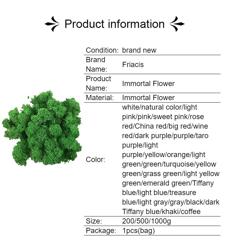 200/1000g Quality Artificial Green Plant Eternal Life Moss Fake Flower Moss Grass Home Living Decorative Wall DIY Micro Landscap