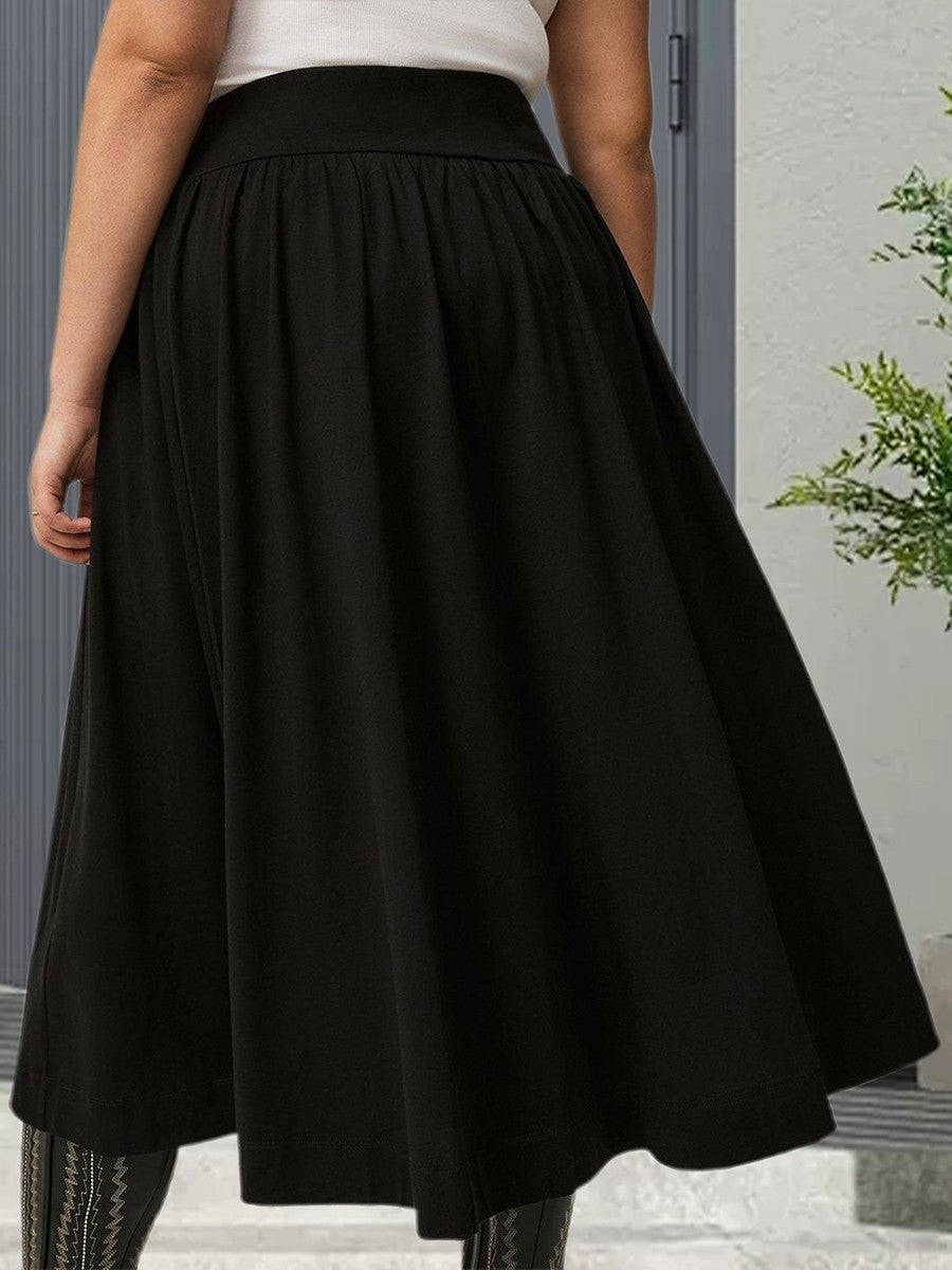 Women s Maxi Skirt Stylish High Waist A-Line Pleated Solid Color Long Skirt for Chic Everyday Wear