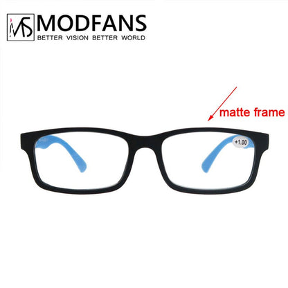 MODFANS Óculos de Leitura Masculino Feminino Retangular Clássico Leitores Eeyeglasses Armação Flexível Dobradiça de Mola com Dioptria +1.0 a +4.0