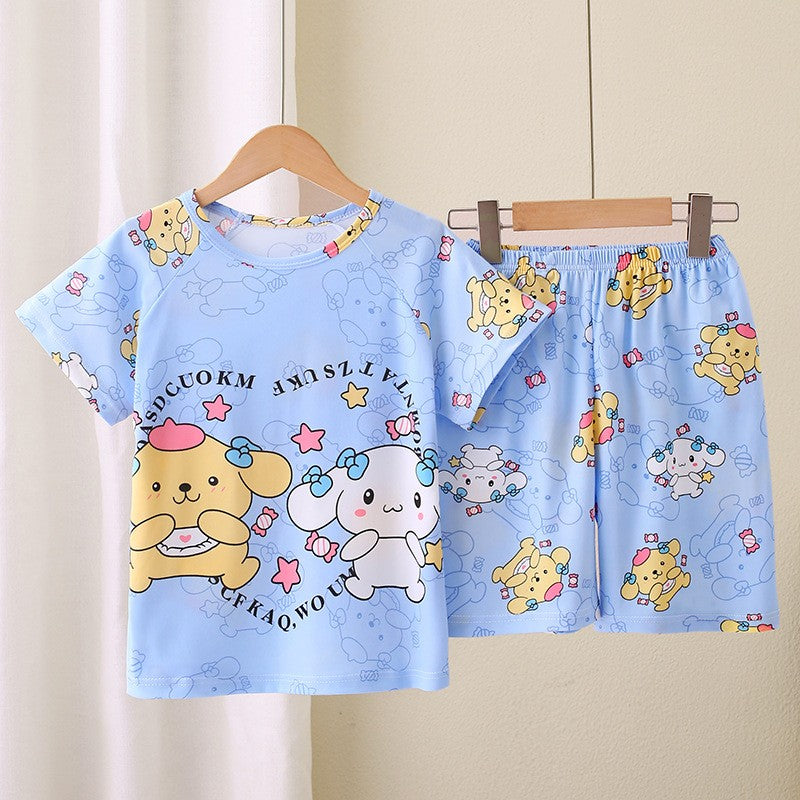 Summer Children's Pajamas Short Sleeve Girls' Cartoon Big Boys' Home Furnishing Set