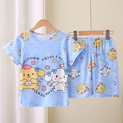 Summer Children's Pajamas Short Sleeve Girls' Cartoon Big Boys' Home Furnishing Set