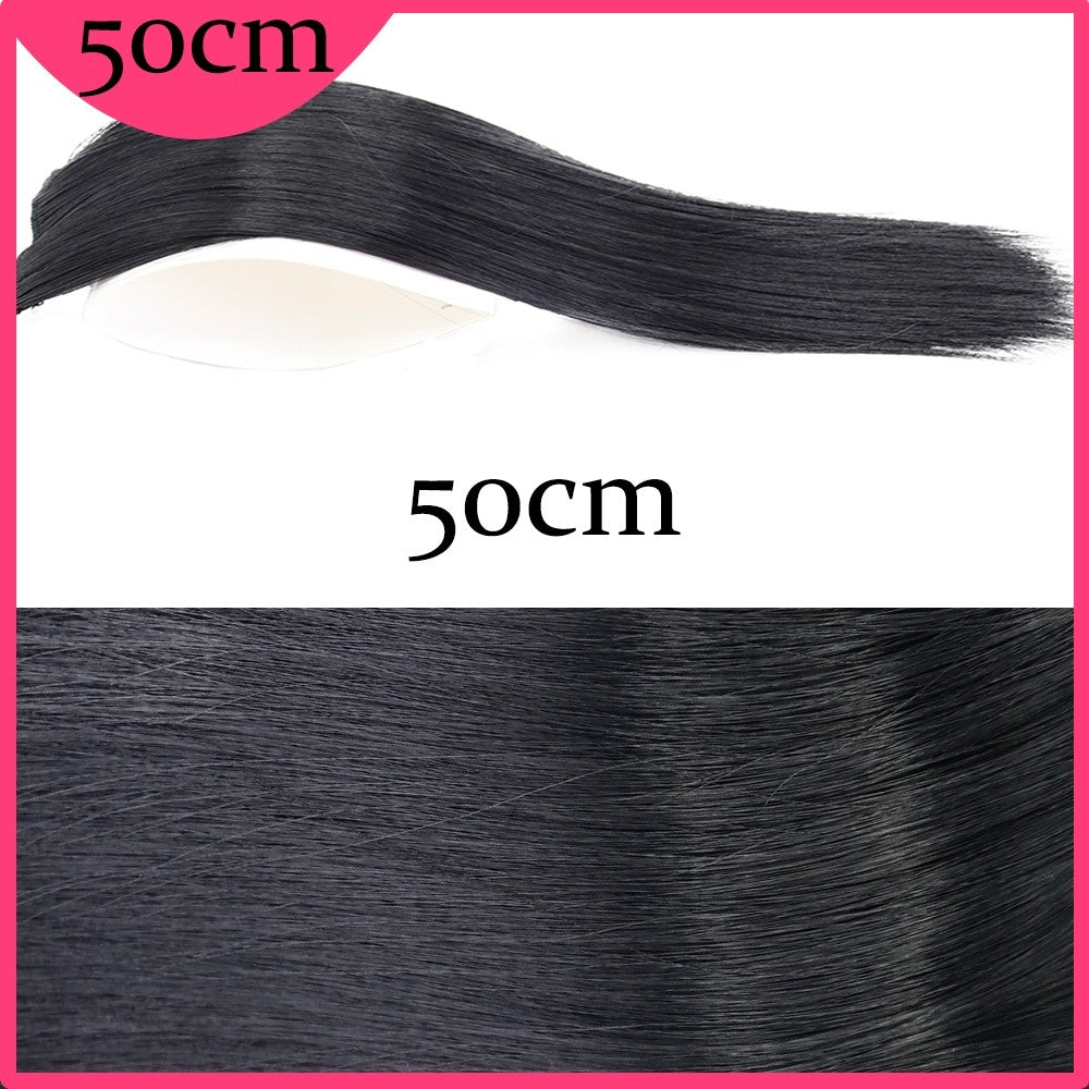 MERISI HAIR Apliques de Cabelo Sintético Liso Invisível com 2 Presilhas, Aumento de Volume, Extensões de Cabelo, Cobertura Lateral Superior