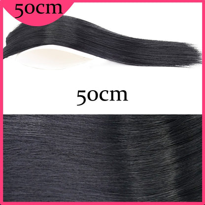 MERISI HAIR Apliques de Cabelo Sintético Liso Invisível com 2 Presilhas, Aumento de Volume, Extensões de Cabelo, Cobertura Lateral Superior