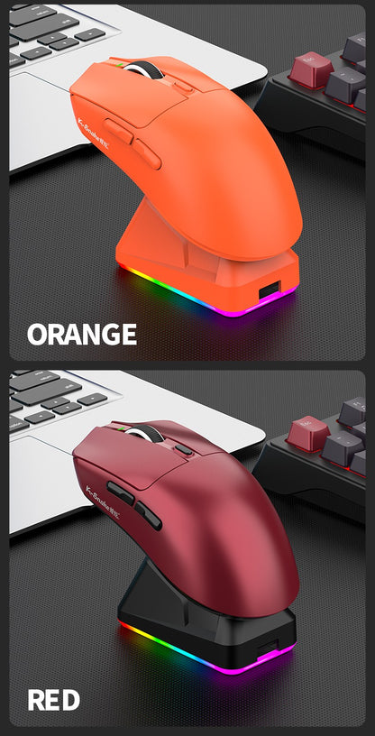 X11 PAW3311 Mouse Sem Fio Tri-Modo Mouse Bluetooth Mouse Gamer 12000 DPI RGB Base de Carregamento Magnético por Toque BT/2.4G/Com Fio