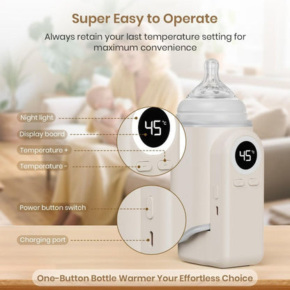 4-in-1 Baby Bottle Warmer Digital Display Constant Temperature Milk Warmer Wireless Rapid Warming Nighttime Milk Warmer Travel