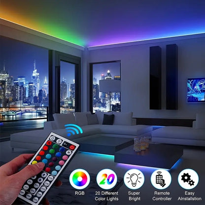 1-40m LED Strip Lights for Room Decoration, APP + 44-Key Remote Music Sync, 5V USB RGB Flexible Tape for TV Backlight