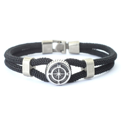 Nova Pulseira Bússola Masculina Viking Corda Náutica Bracelete Feito à Mão Trançado Acessórios Surfista Homem Pulseira Fio Náutico