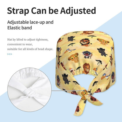 Boné cirúrgico personalizado O Rei Leão, divertido, para homens e mulheres, chapéu de esfoliação, gorro de enfermeira para dentista