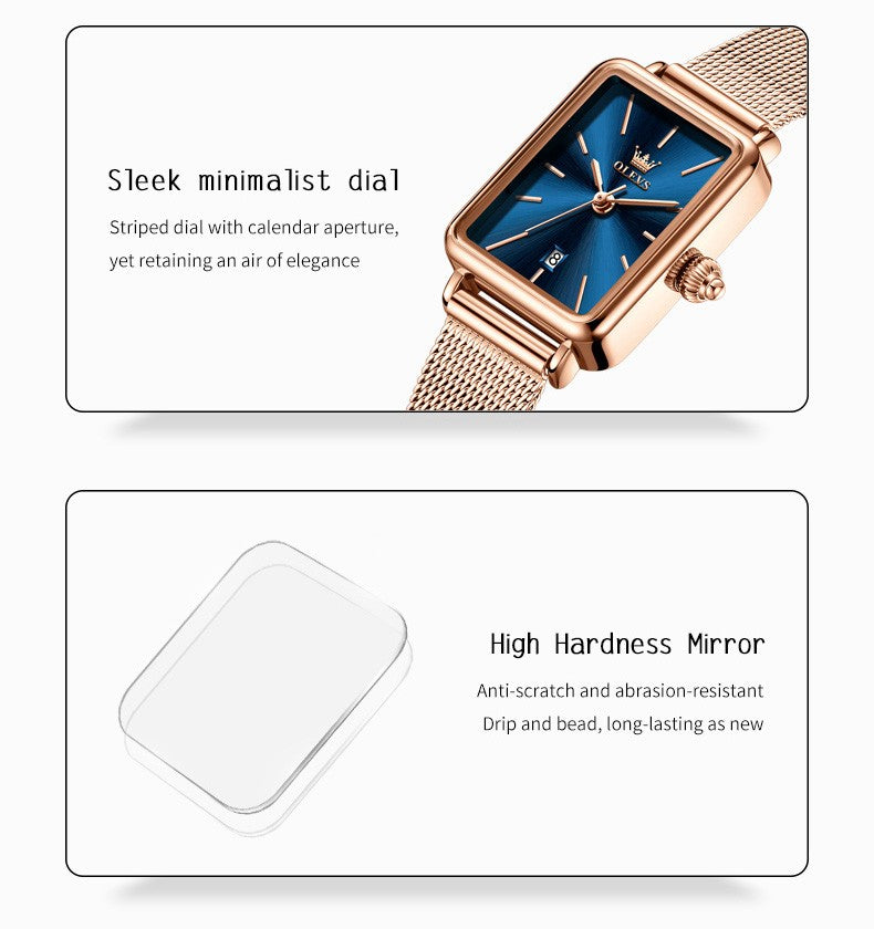 OLEVS Ultra Thin 8mm Women's Watches With Gift Box Fashion Elegant Rose Gold Mesh Steel Strap Luxury Quartz Watch for Woman 3692