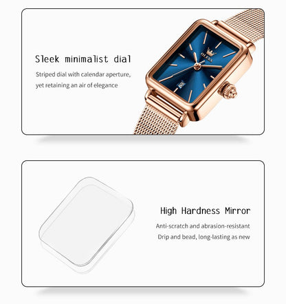 OLEVS Ultra Thin 8mm Women's Watches With Gift Box Fashion Elegant Rose Gold Mesh Steel Strap Luxury Quartz Watch for Woman 3692