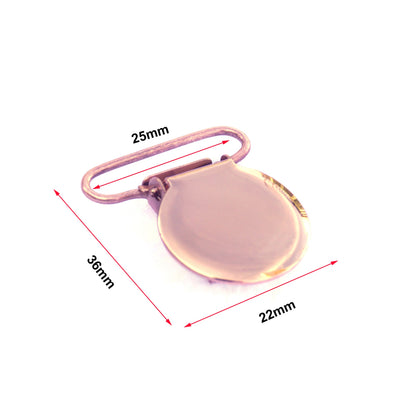 10Pcs Rose Gold Round Shape Pacifier Suspender Clips Baby Pacifier Holder Infant Dummy Clip With Plastic Insert for 25mm Ribbon