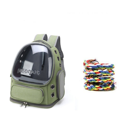 Mochila Transportadora para Pássaros, Gaiola de Viagem para Papagaios com Poleiro e Comedouros para Papagaio e Calopsita para Visitas ao Veterinário, Acampamento, Caminhada, Viagem