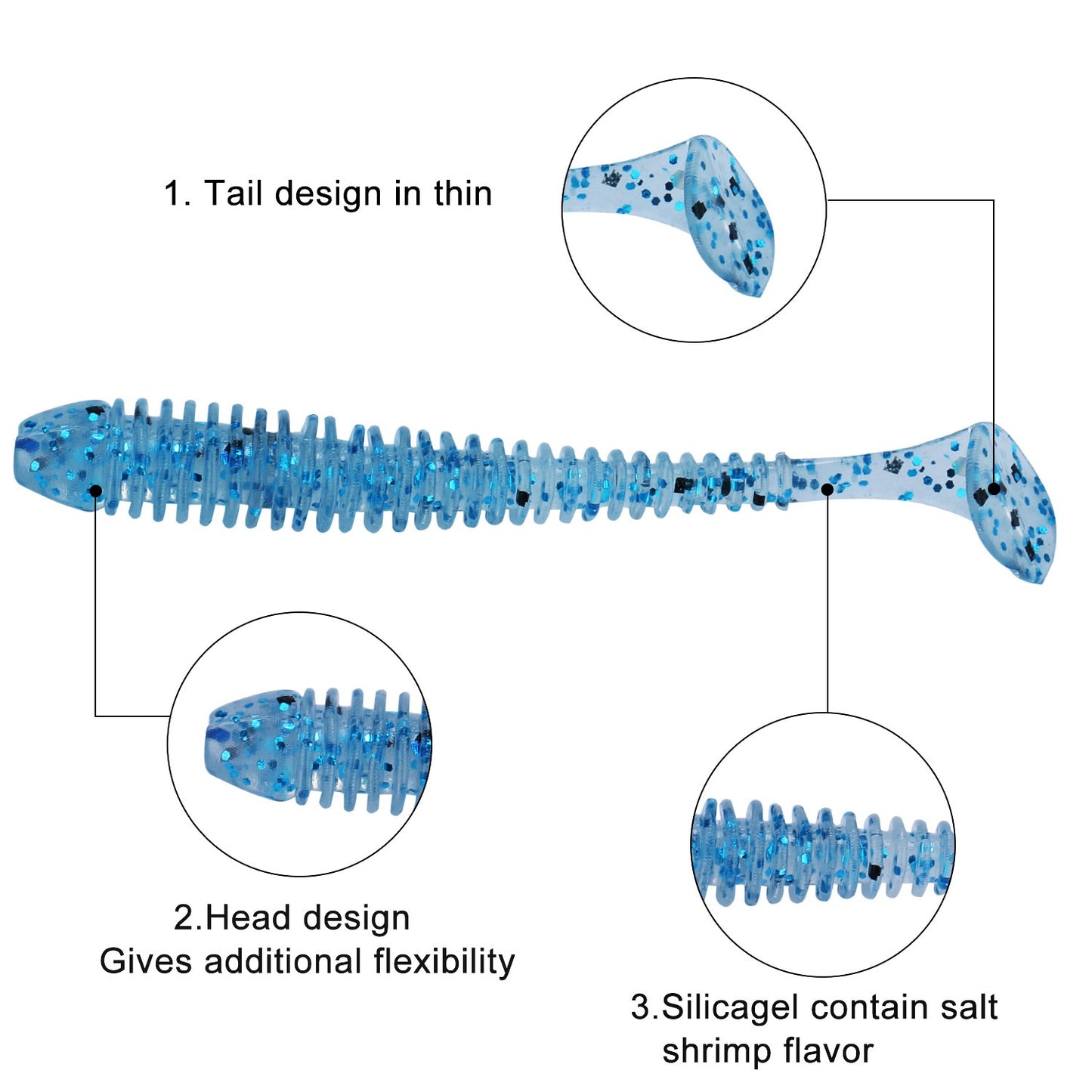Sougayilang 10/50/100PCS Iscas Macias 5cm 0.6g Iscas Artificiais Realistas Wobblers Iscas Macias Silicone Carpa Pesca Iscas Macias