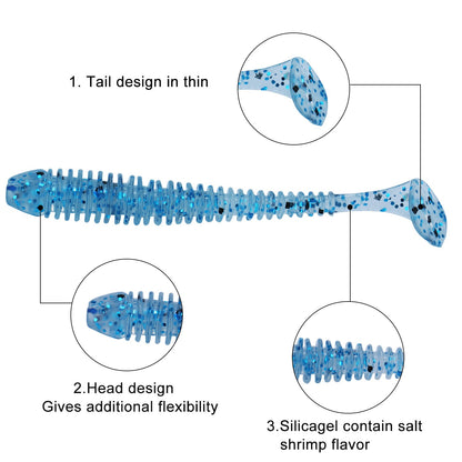 Sougayilang 10/50/100PCS Iscas Macias 5cm 0.6g Iscas Artificiais Realistas Wobblers Iscas Macias Silicone Carpa Pesca Iscas Macias