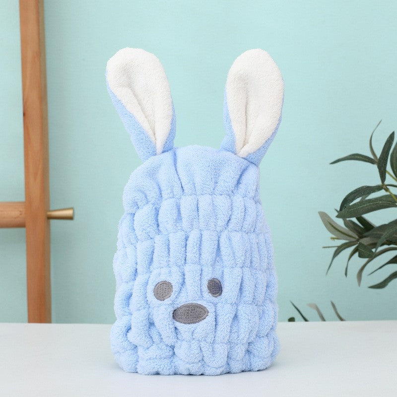 Coral Fleece Hair Drying Towel Super Absorbent Quick Dry Child Cute Drawing Baby Rabbit Ears Girls Women Shower Dryer Towel Hat