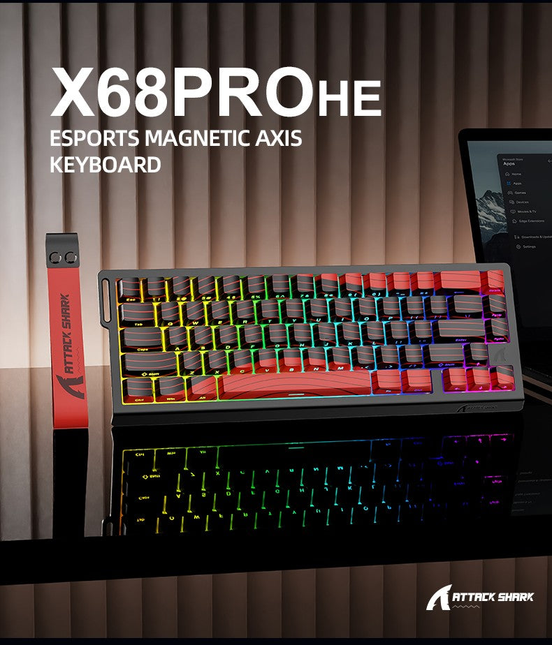 ATTACK SHARK X68PRO HE Wireless Keyboard,Magnetic Switch,With 0.01mm RT Accuracy,8KHz Polling Rate,0.125ms Latency,RGB Backlight