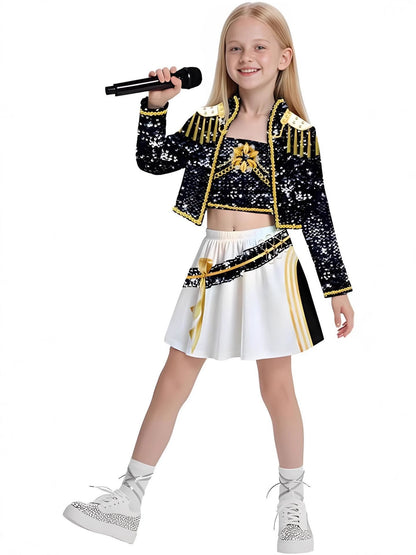 Hot Selling Korean Style teenager Suit Halloween Cosplay Hot Teenager Show Costume Black Shiny Suit Halloween  Anime Costume