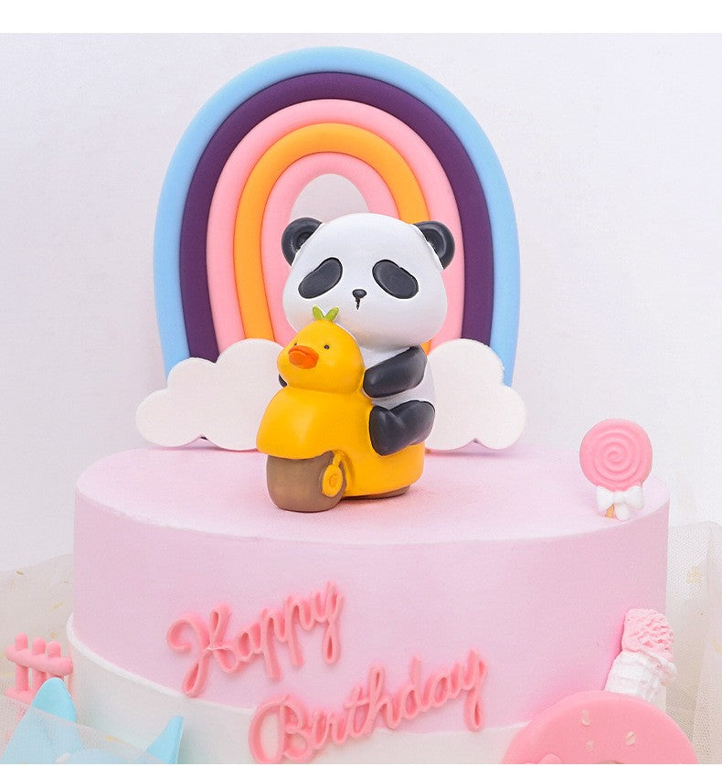 Estatuetas de panda de desenho animado para a mesa da sala de estar decorações fofas para casa artesanato em resina presentes criativos para alívio do estresse no escritório