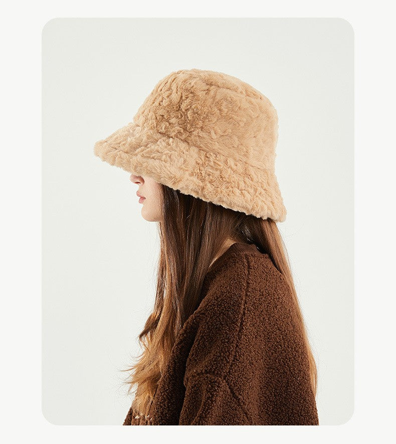 Chapéu de Pescador Unissex de Inverno em Pelúcia de Coelho Sintética, Estilo Coreano, Quente, Superdimensionado, Moderno e Grosso