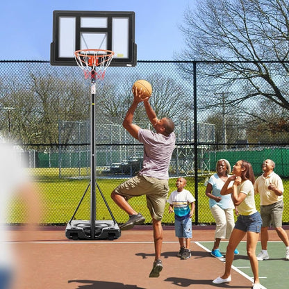 10FT Adjustable Height Portable Basketball Hoop Outdoor for Adult, 44 Inch Shatterproof Backboard w/Shock Absorbent Rim