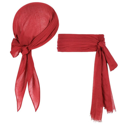 2Pcs/set Captain Jack Sparrow Halloween Festival Costume Hip-hop Party Pirate Captain Turban Versatile Masquerade Decoration