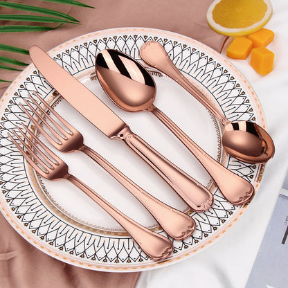 Conjunto de Talheres de 24 Peças para 6 Pessoas Aço Inoxidável 18/10 Prateado Polido para Inauguração de Casa Restaurante Festa de Casamento