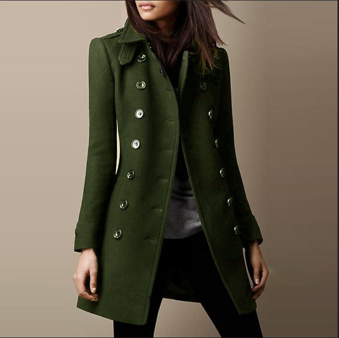Fashion Elegance Women Jacket Mid-length Coat 2025 Solid color Belt Single-breasted Turn-down Collar for Ladies Office Outfit
