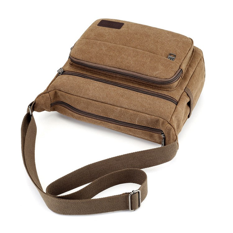 1 men's retro canvas crossbody bag, casual travel shoulder bag, outdoor sports shoulder bag with adjustable shoulder strap