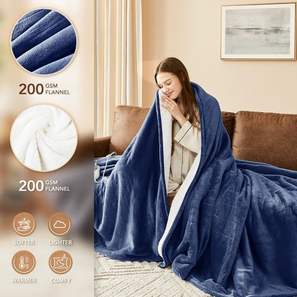 Twin Size Electric Heated Blanket - 62x84 Bed Warmer with 10 Temperature Settings, 8-Hour Auto Shut-Off, and Quick Warm-Up