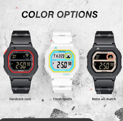 NORTH EDGE X1 Square Screen Digital Watch 2025 Men Women Sportswatch Waterproof 50M Stopwatch Countdown Alarm Clock Reloj Hombre