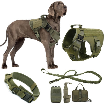 Coleira Peitoral Tática para Cães com Alça e Bolsas Molle para Cães de Porte Médio e Grande, Colete Militar de Treinamento para Pets, Coleira Ajustável para Cães de Serviço