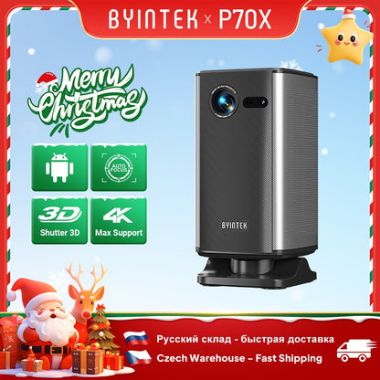 Projetor Portátil Mini BYINTEK P70X com Bateria Integrada Suporte 4K 3D Wifi para Noite de Cinema ao Ar Livre Projetores de Home Theater