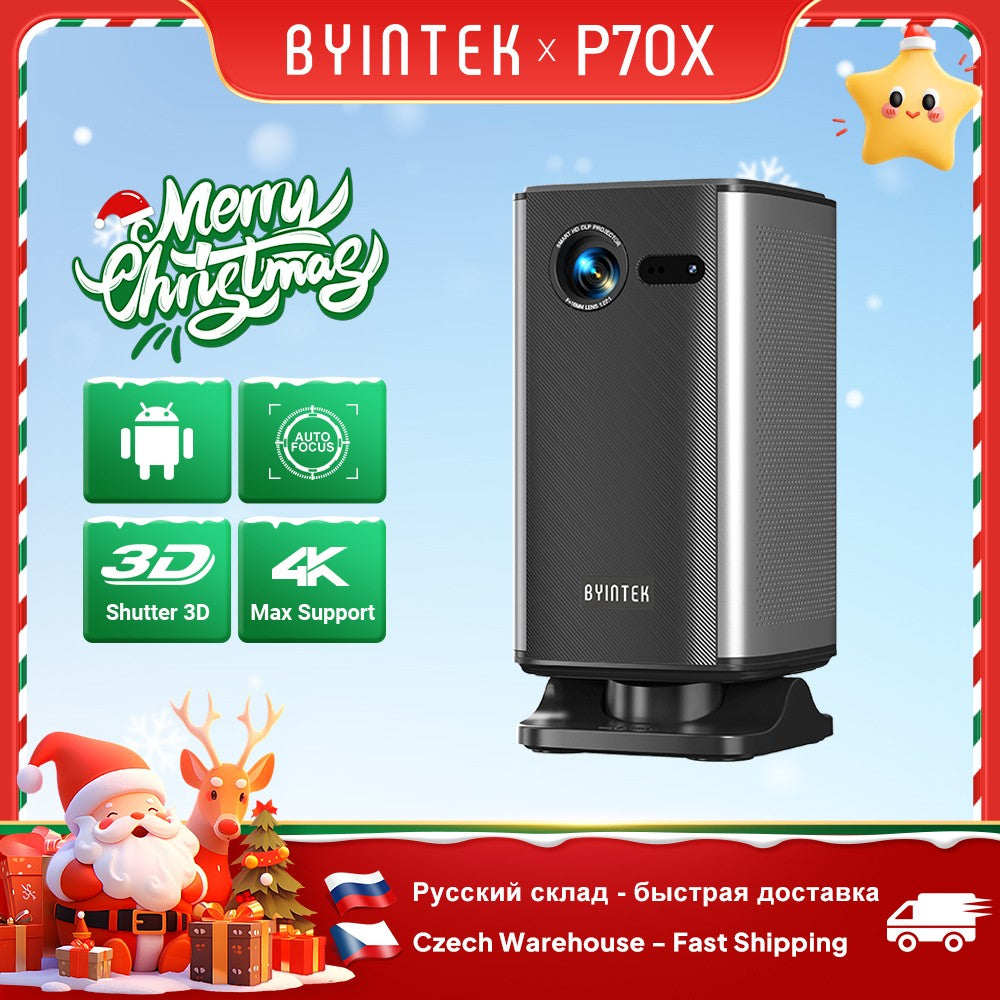 Projetor Portátil Mini BYINTEK P70X com Bateria Integrada Suporte 4K 3D Wifi para Noite de Cinema ao Ar Livre Projetores de Home Theater