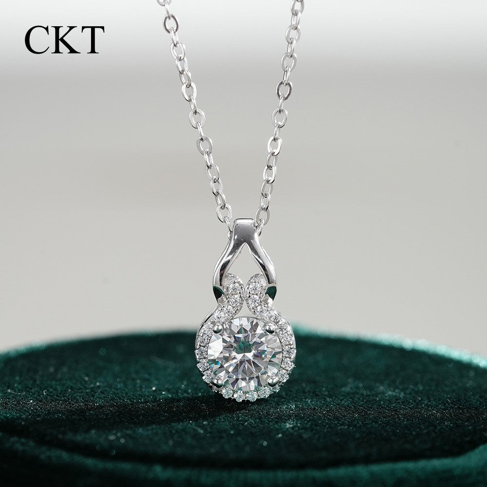 CKT Real Ouro Branco 18k 1ct D Color Moissanite Colar com Pingente de Diamante para Mulheres Platina Pt950 Clássica Abóbora Joias Finas