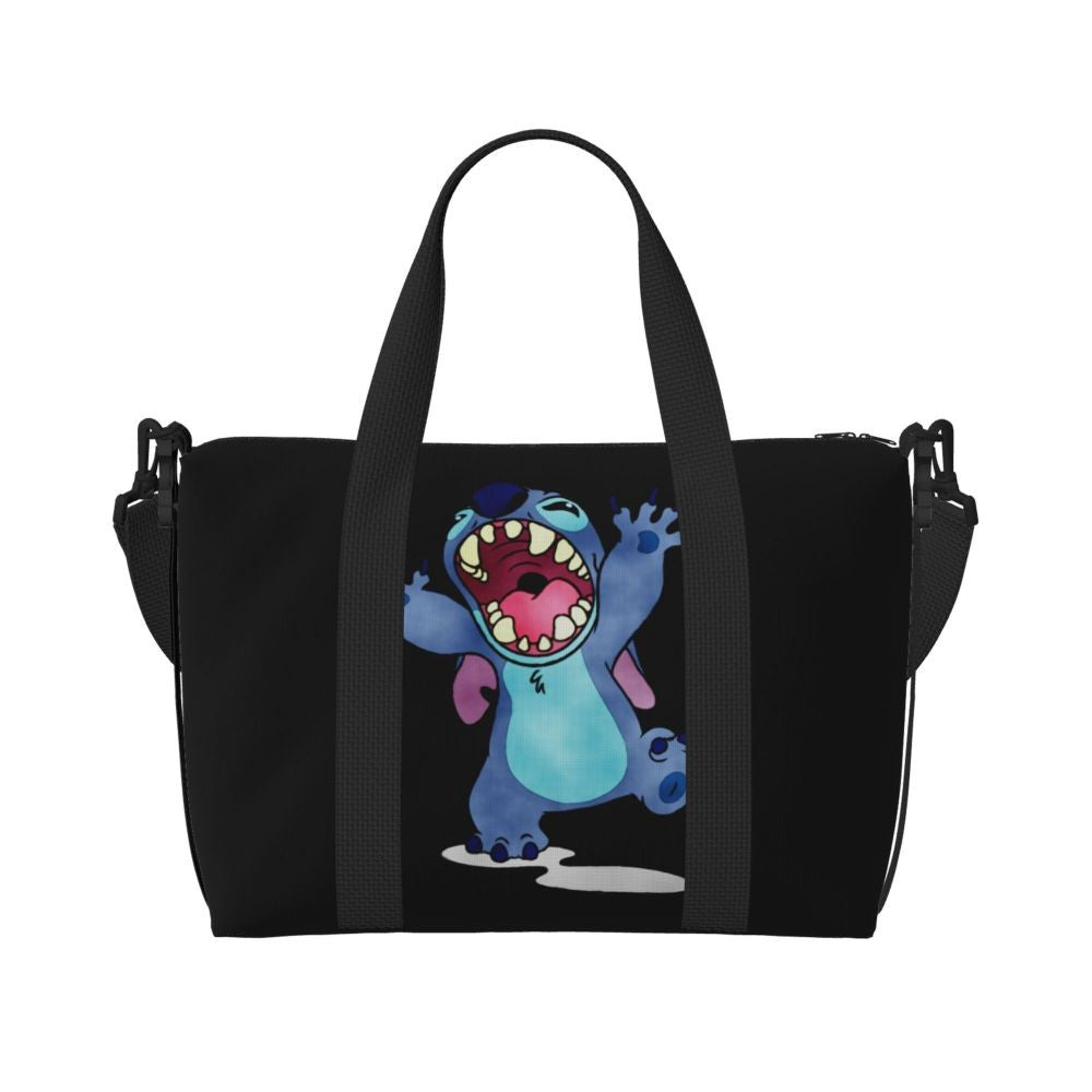 Custom Large SLilo And Stitch Cartoon Tote Bag Women Anime Shopping Shoulder Beach Gym Travel Bag
