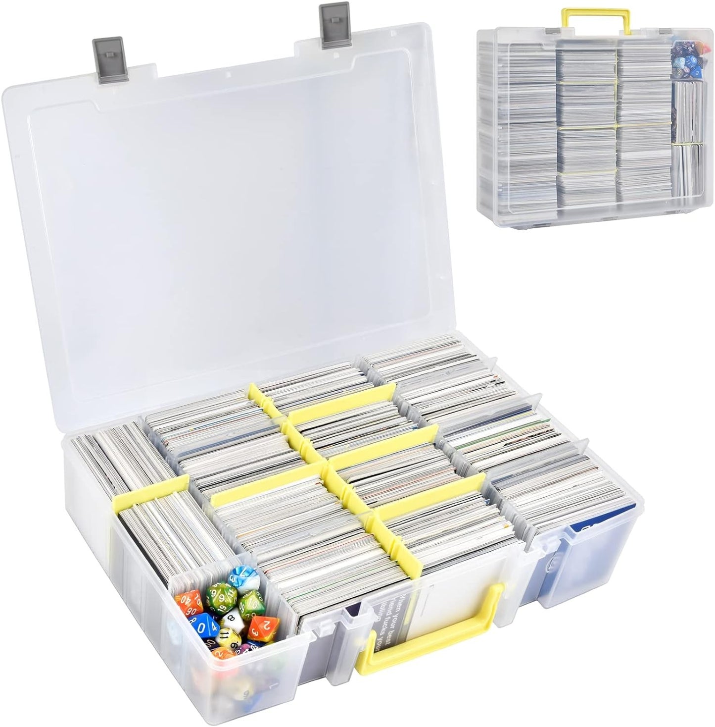 Caixa de armazenamento de cards de troca, porta-cartas de baralho para mais de 2300 cards, organizador compatível com PM TCG/para Yugioh/para CAH/para Phase 10