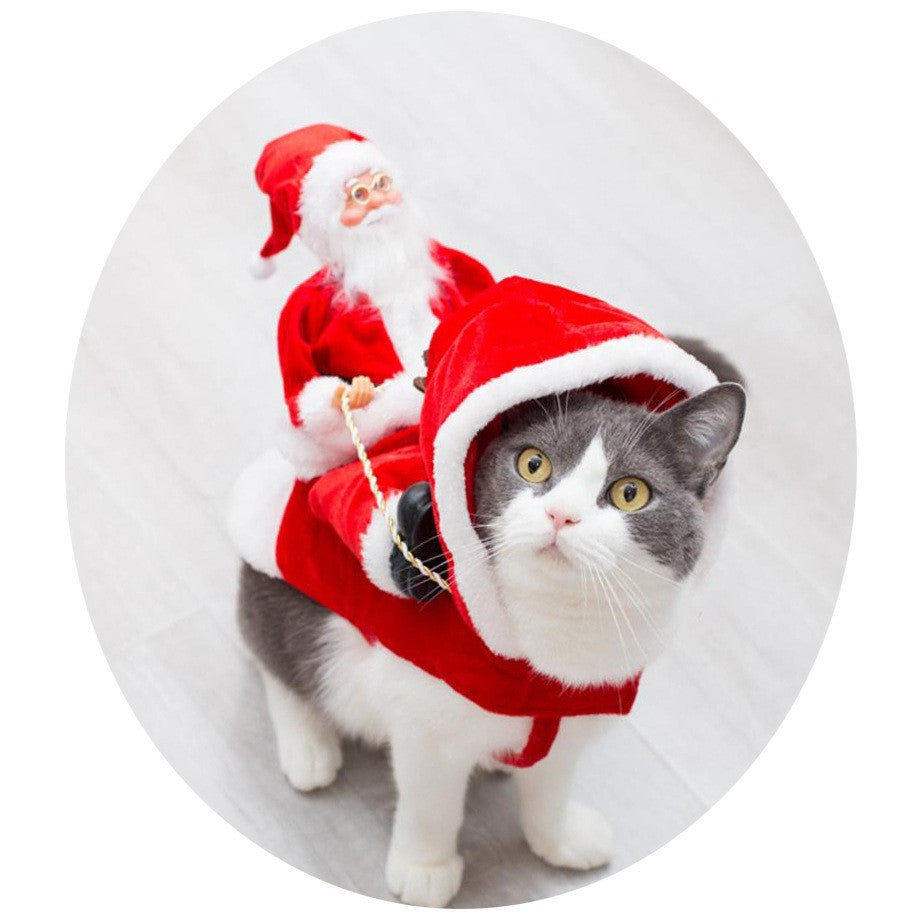 Melhor Presente de Natal Fantasia Divertida de Papai Noel Montando Cão Traje Festivo para Animais de Estimação para Fotografia Estilo Rena Roupa de Papai Noel com S-3XL