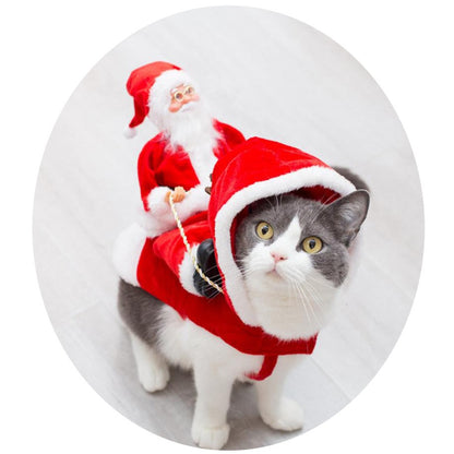 Melhor Presente de Natal Fantasia Divertida de Papai Noel Montando Cão Traje Festivo para Animais de Estimação para Fotografia Estilo Rena Roupa de Papai Noel com S-3XL