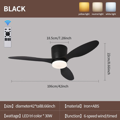 Ceiling Fan With Light,42 Inch Low Profile Ceiling Fan with remote control, For Indoor and Covered Outdoor