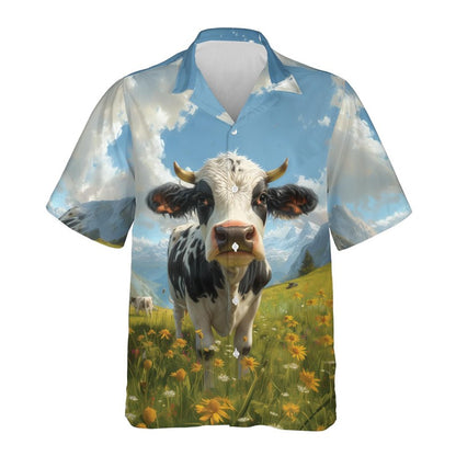 New Men's Shirts Hawaii Farm Style Animal Pattern 2025 Short Sleeve Aloha Blouse Cow Print Summer Casual Hawaiian Funny Camisa