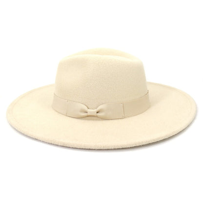 Big Wide Brim Women Hats 2021 Winter Autumn Ladies Elegant Retro Felt Fedora Hat Wedding Church Dress Formal Hat